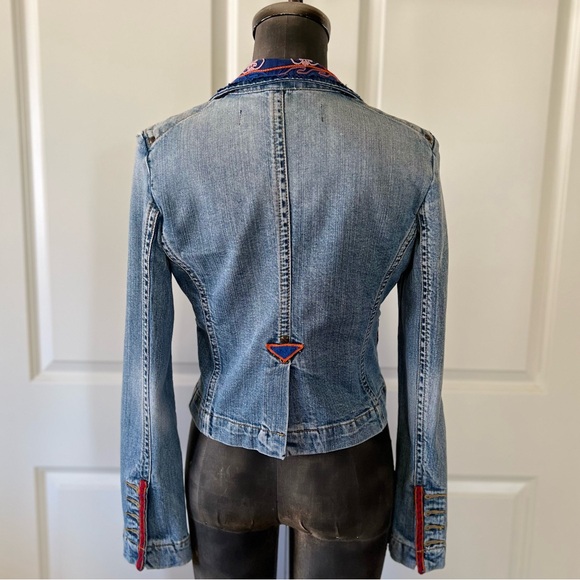 Eight Sin Embroidered Denim Blazer Jacket Boho Festival Size S - Picture 2 of 14